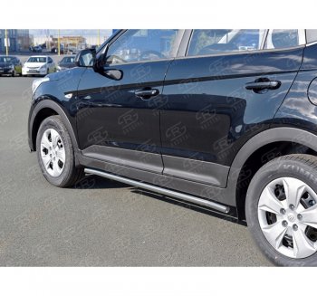 Защита порогов из круглой трубы d42 мм SLITKOFF v3 Hyundai Creta  GS (2015-2021) дорестайлинг, рестайлинг