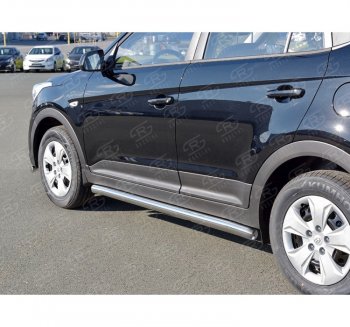 19 549 р. Защита порогов из круглой трубы диаметром 63 мм SLITKOFF v3  Hyundai Creta  GS (2015-2021) дорестайлинг, рестайлинг  с доставкой в г. Майкоп. Увеличить фотографию 2