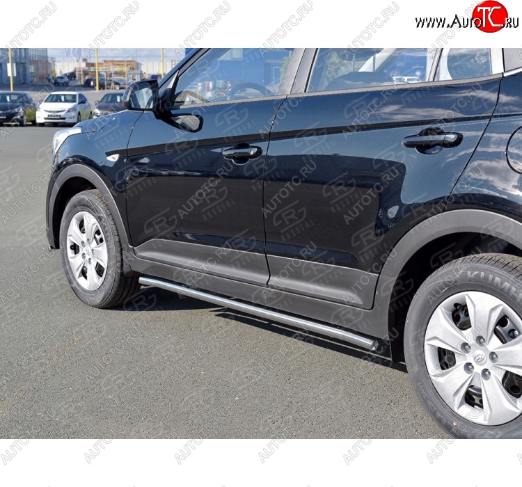 16 549 р. Защита порогов из круглой трубы d42 мм SLITKOFF v3 Hyundai Creta GS дорестайлинг (2015-2019)  с доставкой в г. Майкоп