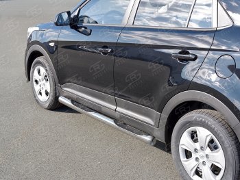 11 249 р. Защита порогов с пластиковыми вставками для ног SLITKOFF Hyundai Creta GS дорестайлинг (2015-2019)  с доставкой в г. Майкоп. Увеличить фотографию 2