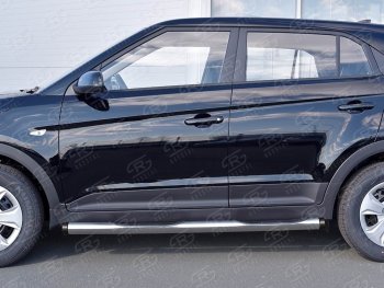 11 249 р. Защита порогов с пластиковыми вставками для ног SLITKOFF Hyundai Creta GS дорестайлинг (2015-2019)  с доставкой в г. Майкоп. Увеличить фотографию 4