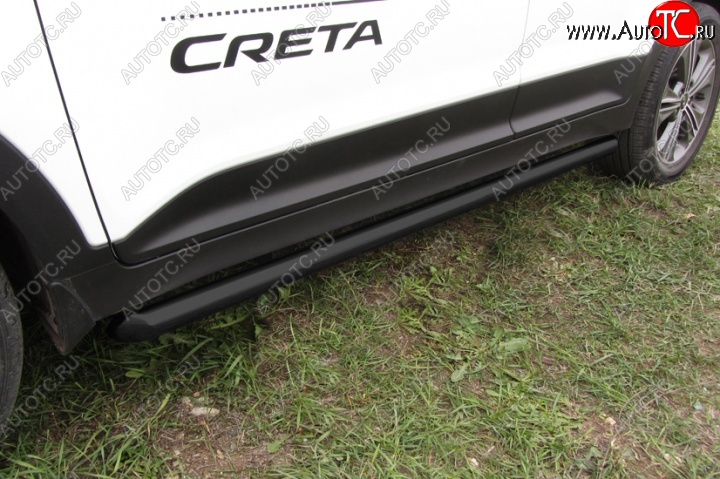 10 649 р. Защита порогов из труб d57 Slitkoff Hyundai Creta GS дорестайлинг (2015-2019) (Цвет: серебристый)  с доставкой в г. Майкоп