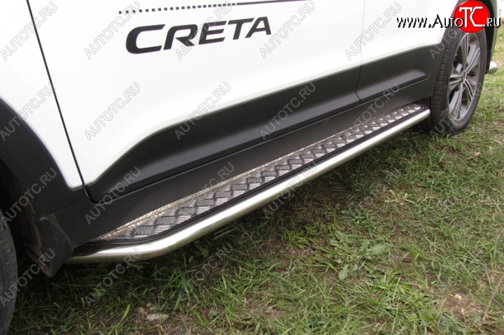 15 899 р. Широкая защита порогов Slitkoff Hyundai Creta GS дорестайлинг (2015-2019)  с доставкой в г. Майкоп
