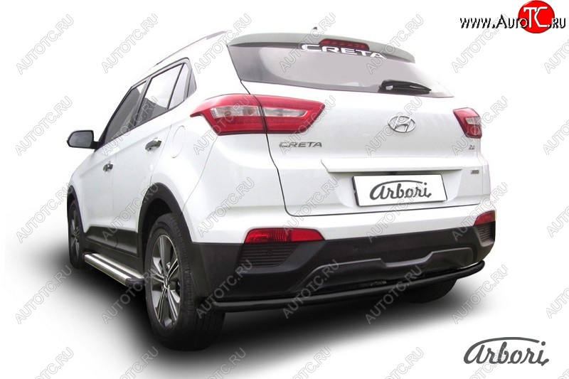 5 399 р. Защита заднего бампера Arbori (черная, 1 труба d42 mm). Hyundai Creta GS дорестайлинг (2015-2019)  с доставкой в г. Майкоп