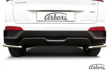 3 689 р. Защита заднего бампера Arbori (уголки, нержавейка, 1 труба d42 mm). Hyundai Creta GS дорестайлинг (2015-2019)  с доставкой в г. Майкоп. Увеличить фотографию 2