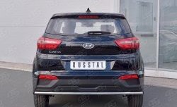 Защита заднего бампера (Ø42 мм, нержавейка) SLITKOFF Hyundai Creta  GS (2015-2021) дорестайлинг, рестайлинг