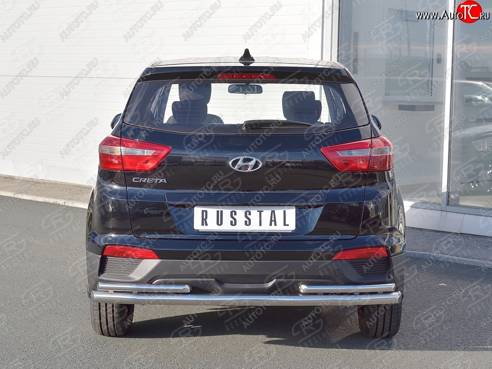 16 699 р. Защита заднего бампера (2 трубы Ø63 и 42 мм, нержавейка) SLITKOFF  Hyundai Creta  GS (2015-2021) дорестайлинг, рестайлинг  с доставкой в г. Майкоп