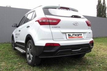 Защита заднего бампера из трубы d42 Slitkoff (радиусная) Hyundai Creta  GS (2015-2021) дорестайлинг, рестайлинг