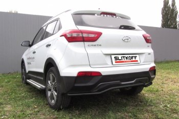 Защита заднего бампера из трубы d42 Slitkoff (волна) Hyundai Creta  GS (2015-2021) дорестайлинг, рестайлинг