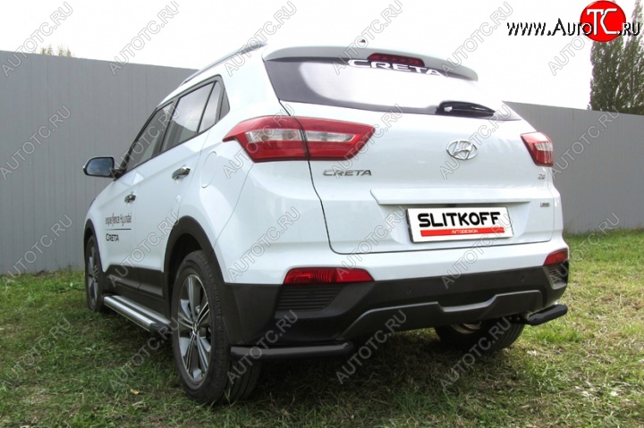 6 799 р. Защита заднего бампера из уголков d57 Slitkoff Hyundai Creta GS дорестайлинг (2015-2019) (Цвет: серебристый)  с доставкой в г. Майкоп
