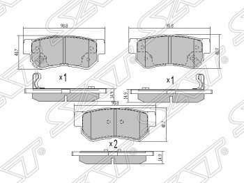 Колодки тормозные SAT (задние) Hyundai Sonata NF дорестайлинг (2004-2008)