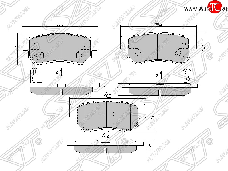 869 р. Колодки тормозные SAT (задние) Hyundai Sonata Y3 дорестайлинг (1993-1996)  с доставкой в г. Майкоп