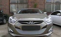 2 349 р. Сетка на бампер Russtal (хром) Hyundai I40 1 VF дорестайлинг седан (2011-2015)  с доставкой в г. Майкоп. Увеличить фотографию 3