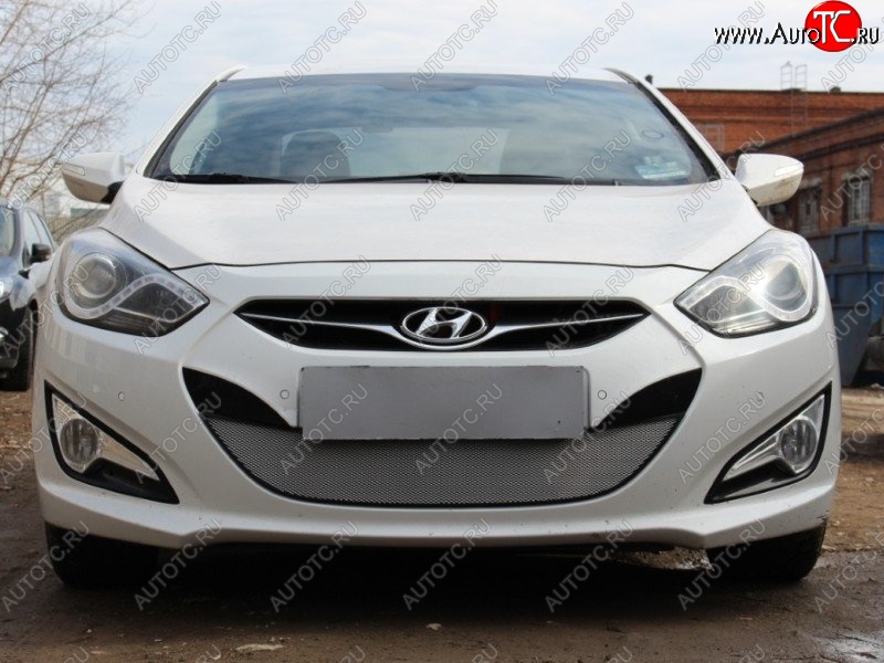 1 539 р. Защитная сетка на бампер Russtal (хром) Hyundai I40 1 VF дорестайлинг седан (2011-2015)  с доставкой в г. Майкоп