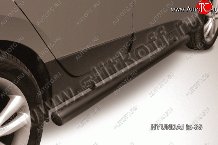11 699 р. Защита порогов из трубы d76 Slitkoff Hyundai IX35 LM дорестайлинг (2009-2013) (Цвет: серебристый)  с доставкой в г. Майкоп