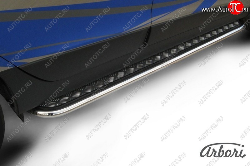 15 299 р. Защита штатных порогов с листом Arbori (нержавейка, алюминий, d57) Hyundai IX35 LM дорестайлинг (2009-2013)  с доставкой в г. Майкоп