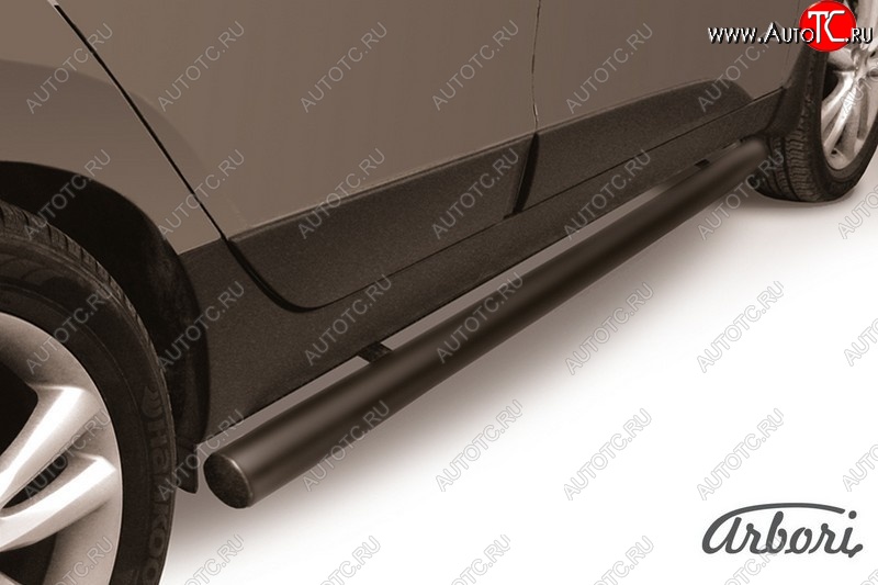 7 199 р. Защита штатных порогов Arbori (черная, d76 mm). Hyundai IX35 LM дорестайлинг (2009-2013)  с доставкой в г. Майкоп
