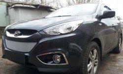 2 199 р. Сетка на бампер Russtal (хром) Hyundai IX35 LM дорестайлинг (2009-2013)  с доставкой в г. Майкоп. Увеличить фотографию 2