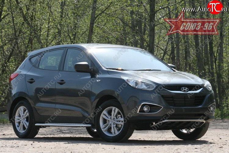 17 369 р. Защита переднего бампера с профилем Souz-96 (d42) Hyundai IX35 LM дорестайлинг (2009-2013)  с доставкой в г. Майкоп