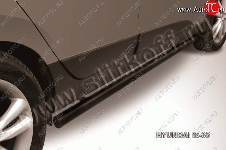 9 999 р. Защита порогов из трубы d57 Slitkoff Hyundai IX35 LM дорестайлинг (2009-2013) (Цвет: серебристый)  с доставкой в г. Майкоп