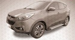 10 699 р. Алюминиевые пороги Slitkoff Luxe Silver  Hyundai IX35  LM (2009-2018) дорестайлинг, рестайлинг  с доставкой в г. Майкоп. Увеличить фотографию 2