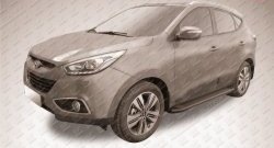 13 349 р. Алюминиевые пороги Slitkoff Optima Black  Hyundai IX35  LM (2009-2018) дорестайлинг, рестайлинг  с доставкой в г. Майкоп. Увеличить фотографию 2