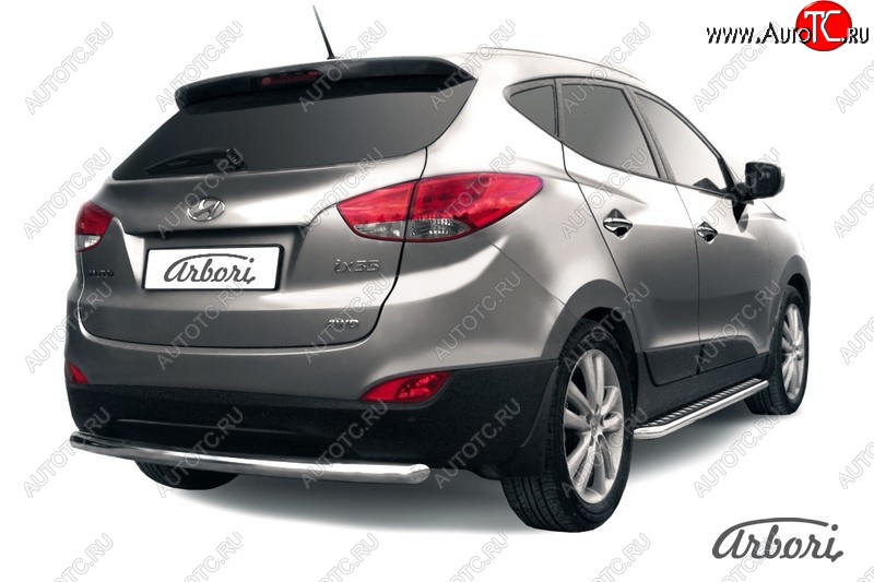 8 189 р. Защита заднего бампера Arbori (нержавейка, 1 труба d57 mm). Hyundai IX35 LM рестайлинг (2013-2018)  с доставкой в г. Майкоп