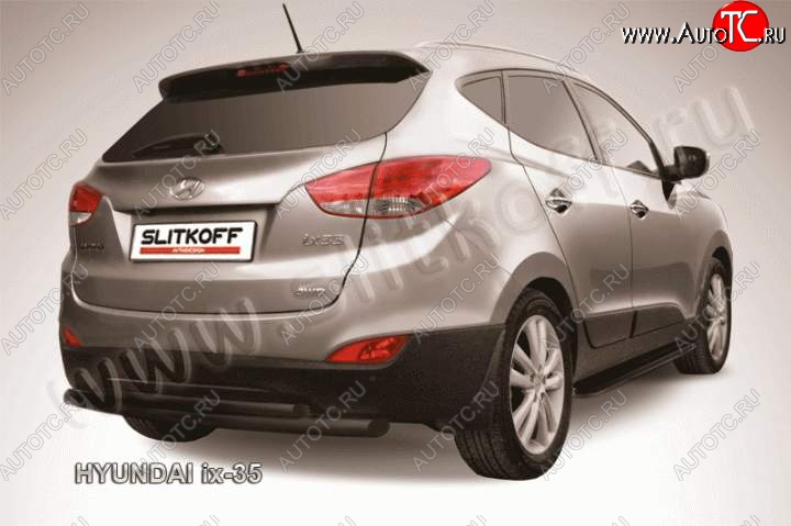7 999 р. Защита заднего бампера из труб d57+d42 Slitkoff Hyundai IX35 LM рестайлинг (2013-2018) (Цвет: серебристый)  с доставкой в г. Майкоп