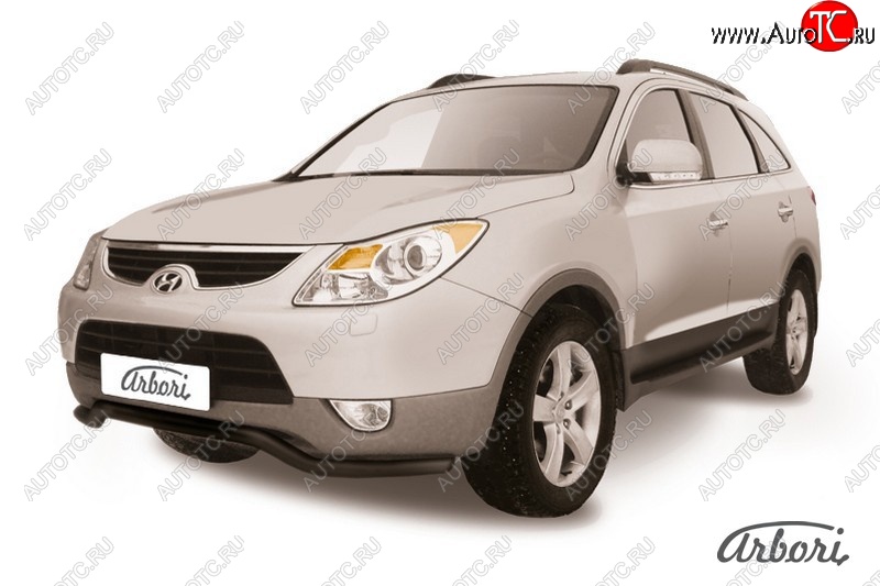 7 199 р. Защита переднего бампера Arbori (волна, черная, 1 труба d57 mm). Hyundai IX55 EN (2006-2013)  с доставкой в г. Майкоп