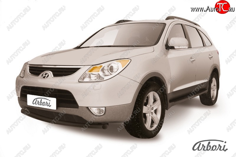 7 199 р. Защита переднего бампера Arbori (черная, 2 трубы d57 и 57 mm) Hyundai IX55 EN (2006-2013)  с доставкой в г. Майкоп