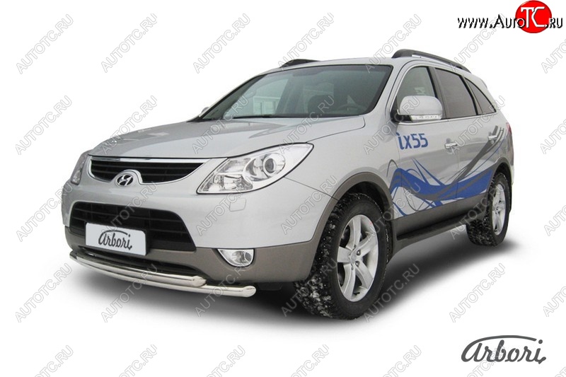 13 769 р. Защита переднего бампера Arbori (нержавейка, 2 трубы d57 и 42 mm) Hyundai IX55 EN (2006-2013)  с доставкой в г. Майкоп