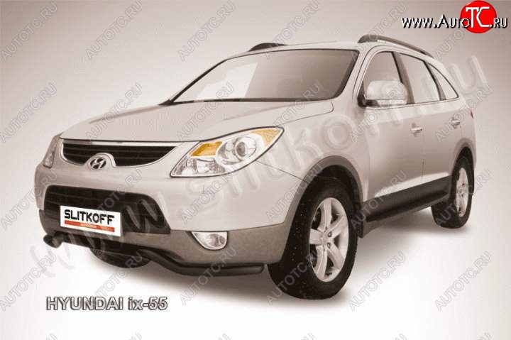 9 599 р. Защита переднего бампера из трубы d57 Slitkoff (волна)  Hyundai IX55  EN (2006-2013) (Цвет: серебристый)  с доставкой в г. Майкоп