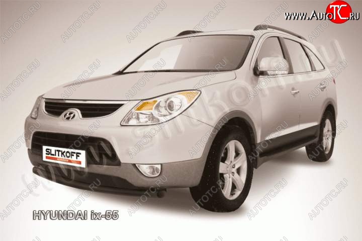 8 749 р. Защита переднего бампера из трубы d57 Slitkoff (дуга)  Hyundai IX55  EN (2006-2013) (Цвет: серебристый)  с доставкой в г. Майкоп