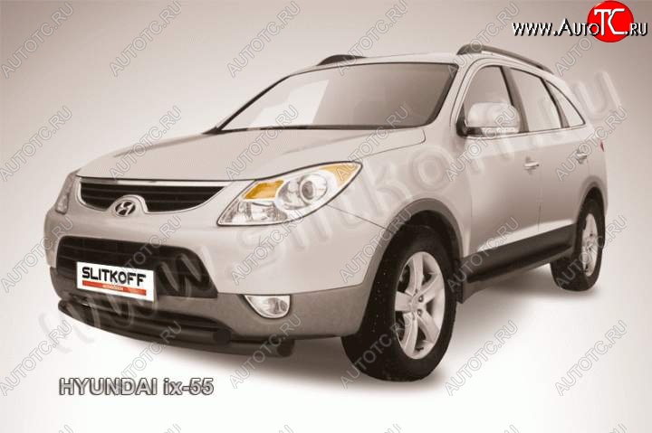 9 599 р. Защита переднего бампера из труб d57 Slitkoff (двойная)  Hyundai IX55  EN (2006-2013) (Цвет: серебристый)  с доставкой в г. Майкоп