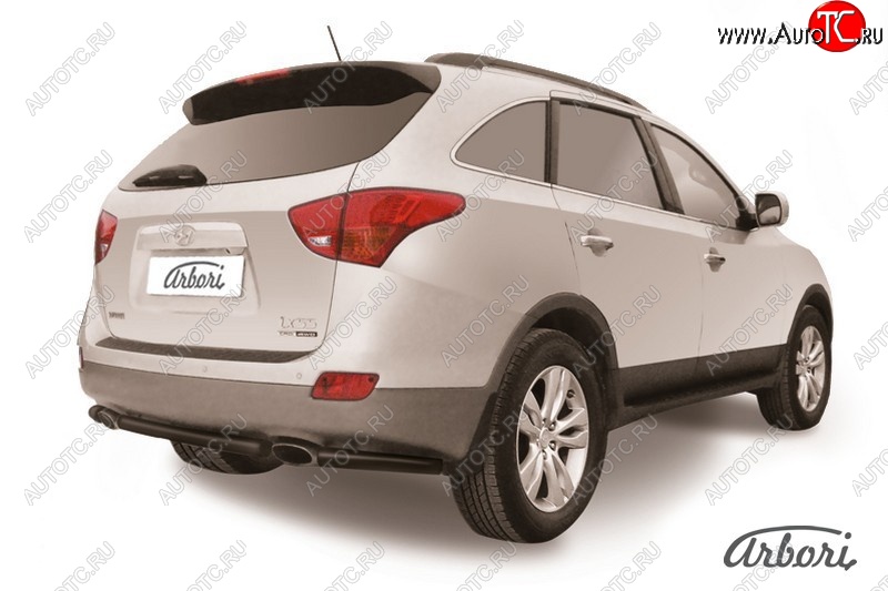 5 399 р. Защита заднего бампера Arbori (короткая, черная, 1 труба d57 mm). Hyundai IX55 EN (2006-2013)  с доставкой в г. Майкоп