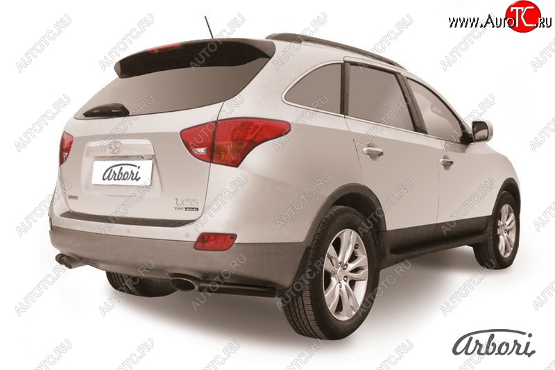 5 399 р. Защита заднего бампера Arbori (уголки, черная, 1 труба d57 mm). Hyundai IX55 EN (2006-2013)  с доставкой в г. Майкоп