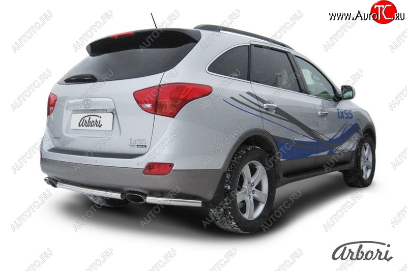 6 749 р. Защита заднего бампера Arbori (короткая, нержавейка, 1 труба d57 mm). Hyundai IX55 EN (2006-2013)  с доставкой в г. Майкоп