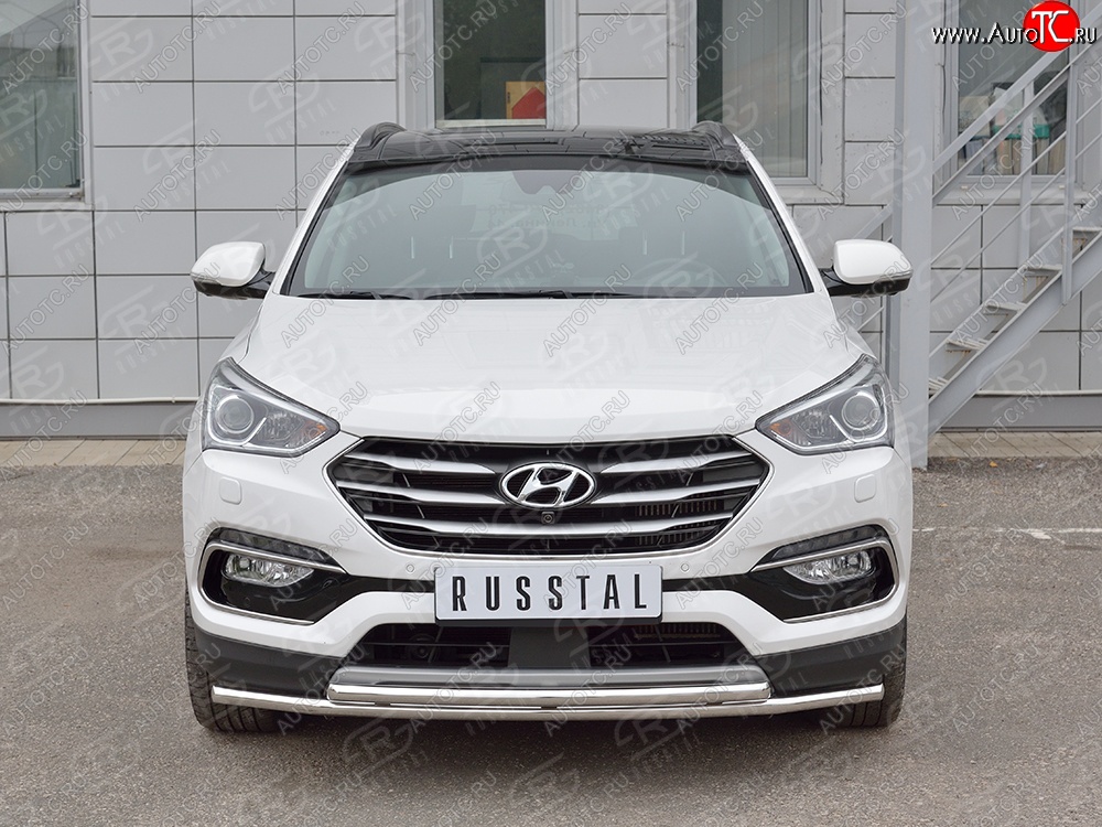 17 849 р. Защита переднего бампера (2 трубыØ42 мм, нержавейка) SLITKOFF  Hyundai Santa Fe  DM (2015-2019) рестайлинг  с доставкой в г. Майкоп