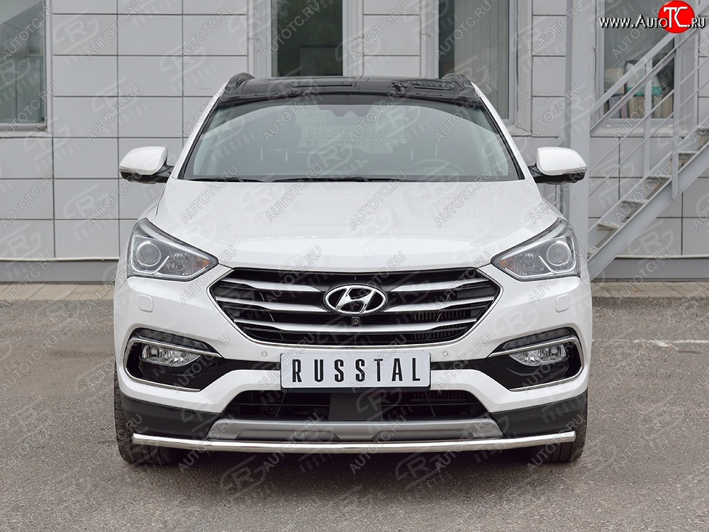 13 949 р. Защита переднего бампера (Ø42 мм, нержавейка, Premium) SLITKOFF  Hyundai Santa Fe  DM (2015-2019) рестайлинг  с доставкой в г. Майкоп