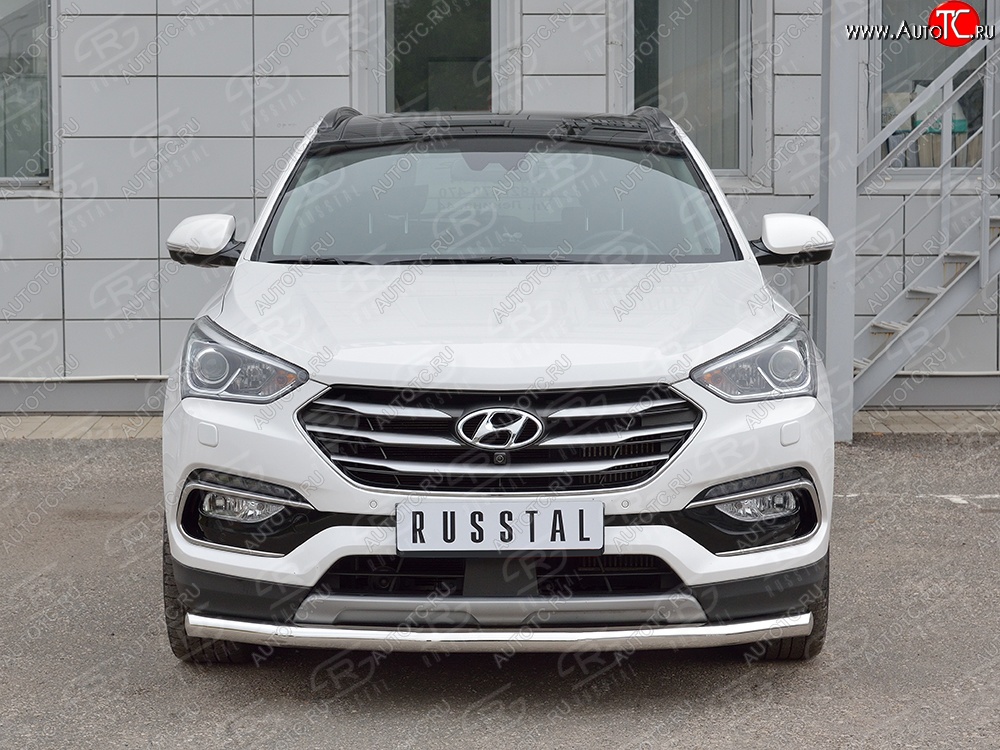 15 999 р. Защита переднего бампера (Ø63 мм, нержавейка, Premium) SLITKOFF  Hyundai Santa Fe  DM (2015-2019) рестайлинг  с доставкой в г. Майкоп