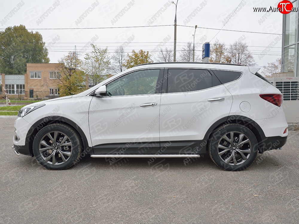 24 649 р. Широкая защита порогов с трубой диаметром 42 мм Premium SLITKOFF  Hyundai Santa Fe  DM (2015-2019) рестайлинг  с доставкой в г. Майкоп