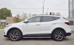 Защита порогов из круглой трубы диаметром 42 мм PREMIUM SLITKOFF Hyundai Santa Fe  DM (2015-2019) рестайлинг