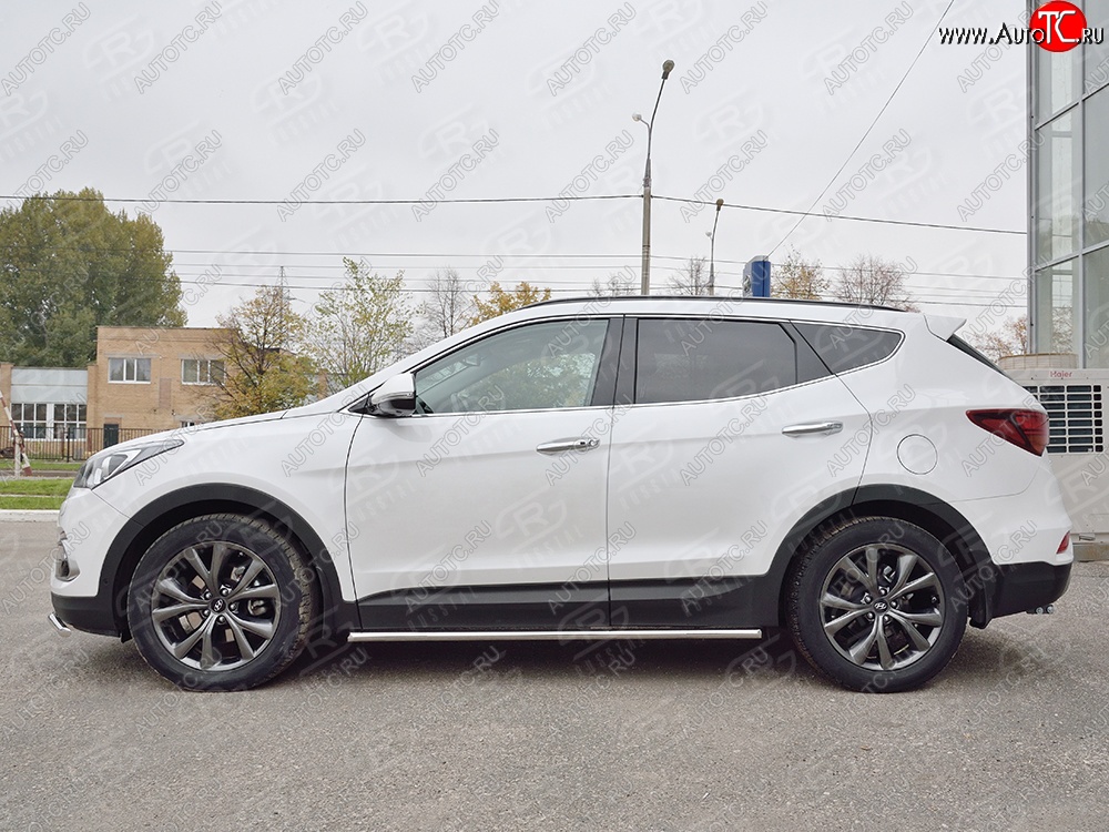 17 299 р. Защита порогов из круглой трубы диаметром 42 мм PREMIUM SLITKOFF  Hyundai Santa Fe  DM (2015-2019) рестайлинг  с доставкой в г. Майкоп