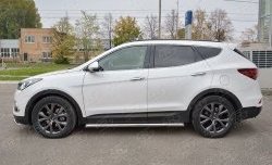 Защита порогов из круглой трубы диаметром 63 мм PREMIUM SLITKOFF Hyundai Santa Fe  DM (2015-2019) рестайлинг