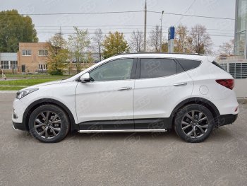 23 599 р. Защита порогов из круглой трубы диаметром 63 мм PREMIUM SLITKOFF v2  Hyundai Santa Fe  DM (2015-2019) рестайлинг  с доставкой в г. Майкоп. Увеличить фотографию 2