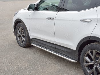 22 999 р. Широкая защита порогов с трубой диаметром 42 мм PREMIUM SLITKOFF v2  Hyundai Santa Fe  DM (2015-2019) рестайлинг  с доставкой в г. Майкоп. Увеличить фотографию 2