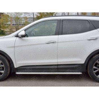 22 999 р. Широкая защита порогов с трубой диаметром 42 мм PREMIUM SLITKOFF v2  Hyundai Santa Fe  DM (2015-2019) рестайлинг  с доставкой в г. Майкоп. Увеличить фотографию 3