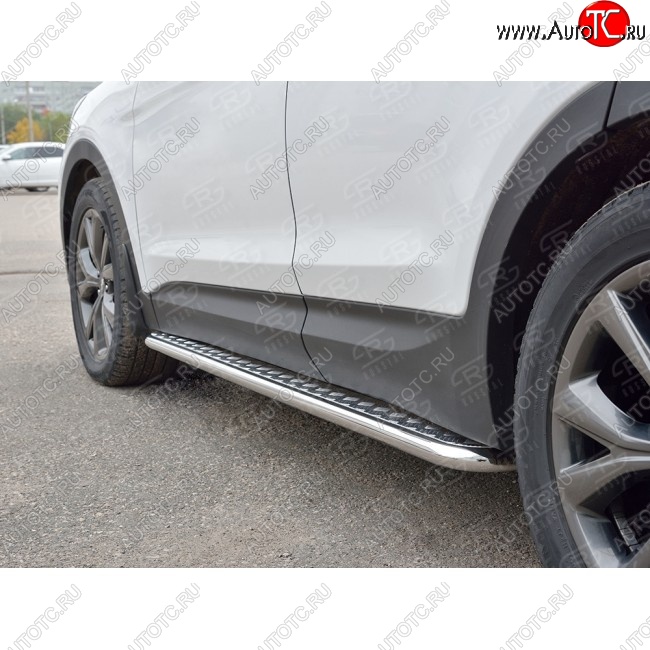 22 999 р. Широкая защита порогов с трубой диаметром 42 мм PREMIUM SLITKOFF v2  Hyundai Santa Fe  DM (2015-2019) рестайлинг  с доставкой в г. Майкоп