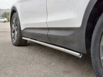 17 299 р. Защита порогов из круглой трубы d42 мм PREMIUM SLITKOFF v3  Hyundai Santa Fe  DM (2015-2019) рестайлинг  с доставкой в г. Майкоп. Увеличить фотографию 2