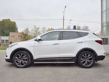 17 299 р. Защита порогов из круглой трубы d42 мм PREMIUM SLITKOFF v3  Hyundai Santa Fe  DM (2015-2019) рестайлинг  с доставкой в г. Майкоп. Увеличить фотографию 3